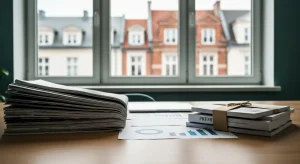 Biurko butikowej agencji marketingowej - z jednej strony szeroki wachlarz wielu gazet i magazynow, z drugiej mala wysele