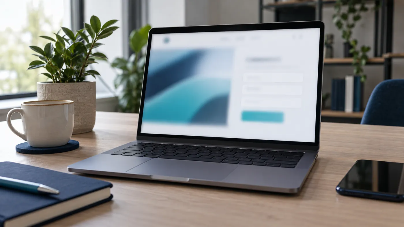 Laptop z rozmytą stroną i formularzem
