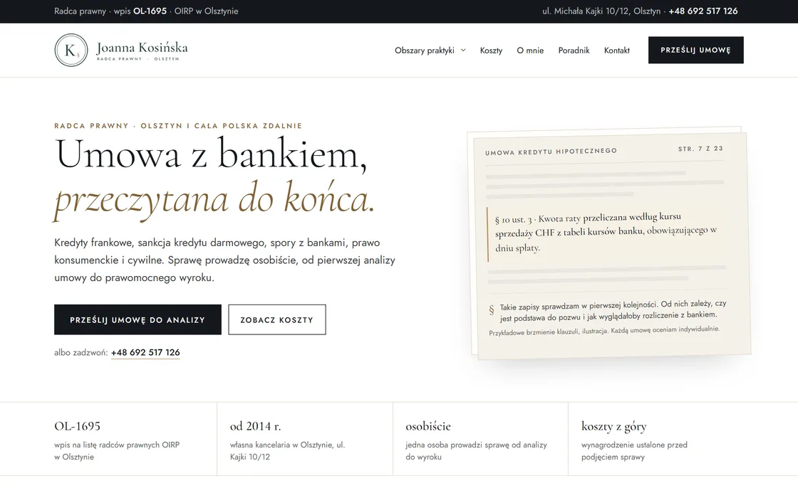 Kancelaria Radcy Prawnego Joanna Kosińska - realizacja agencjaitp